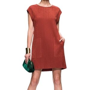 Aritzia Wilfred Free faux suede Nori terracotta rust boxy mini shift dress XS